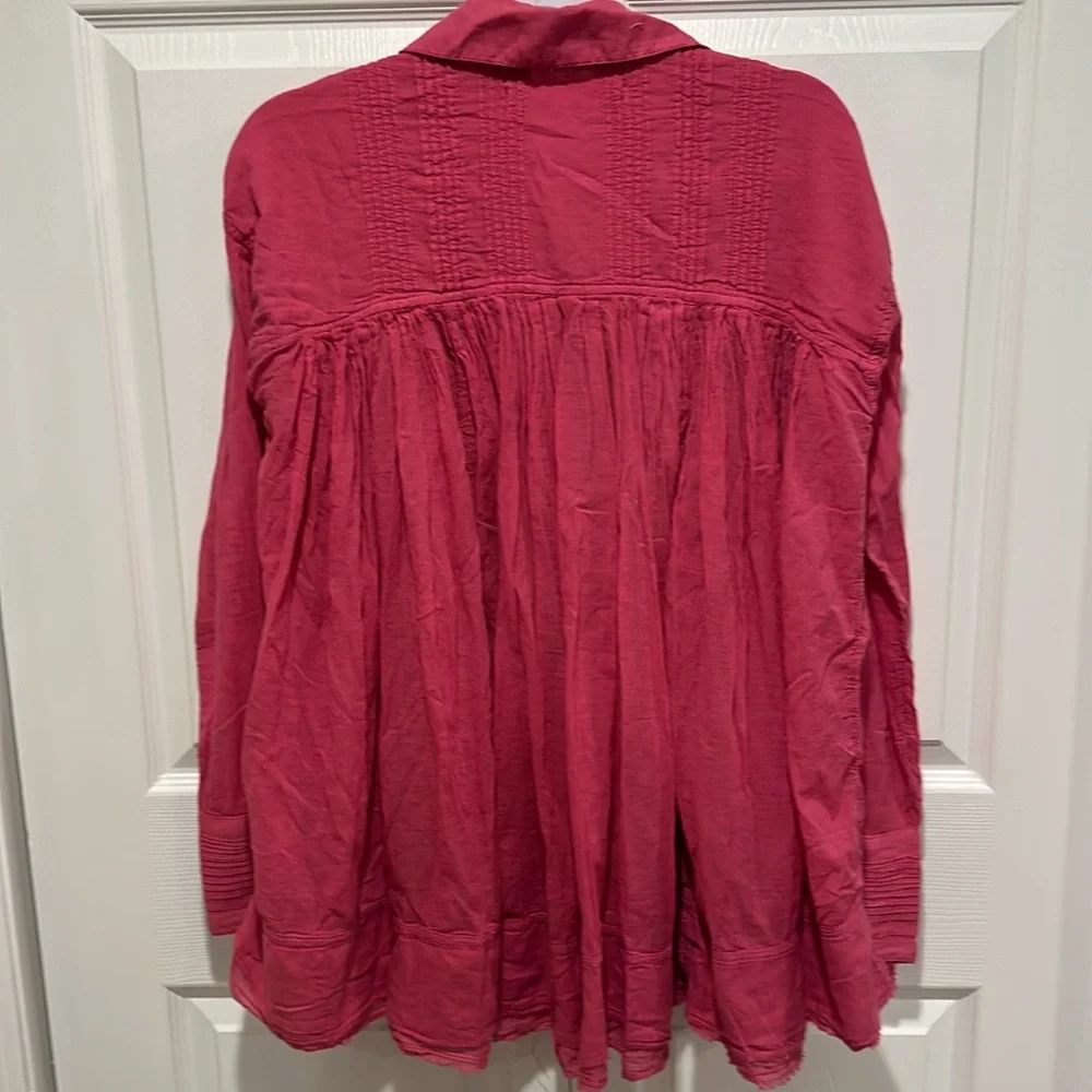 Free People We The Free Sheer Swing Shirt Pink XS